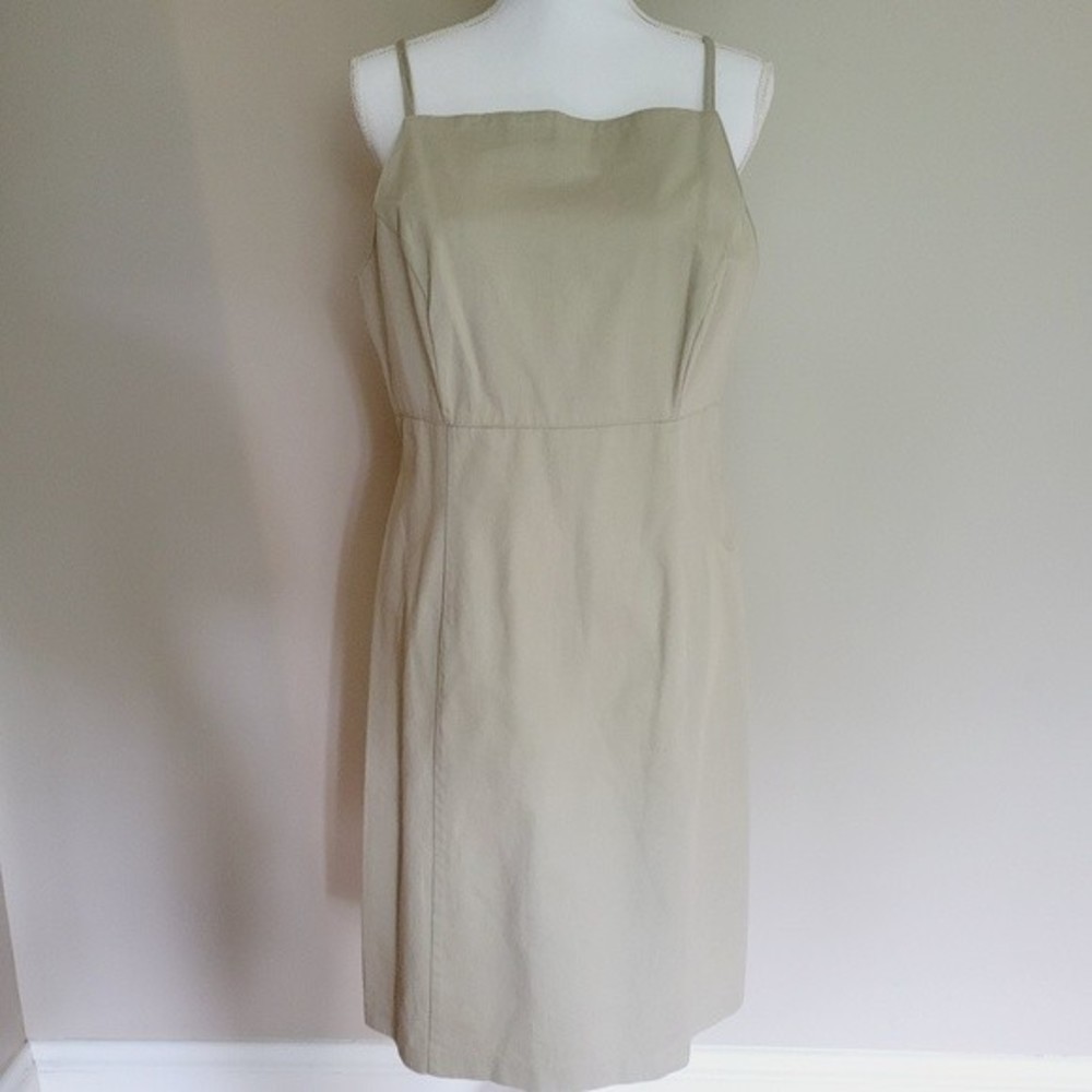 GAP 100% Cotton Tan Spaghetti Strap Knee Length Dress Size 12